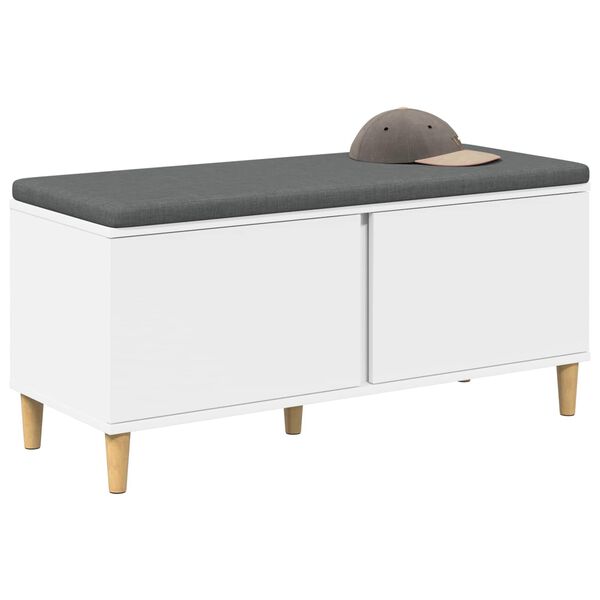 vidaXL Ławka w przedpokoju z poduszką z drzwiami Biały 60 x 38 x 46 cm