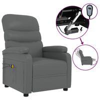 vidaXL Elektryczny fotel masujący, szary, sztuczna skóra