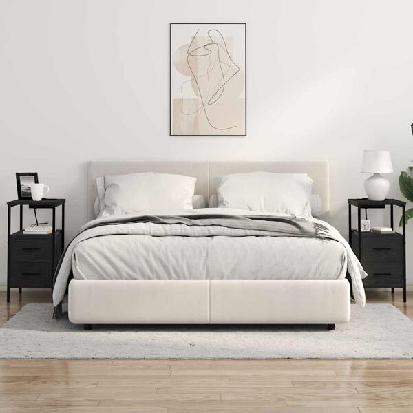 vidaXL Szafka Nocna z szufladą 2 pcs Czarny Dąb 30 x 48 x 61 cm