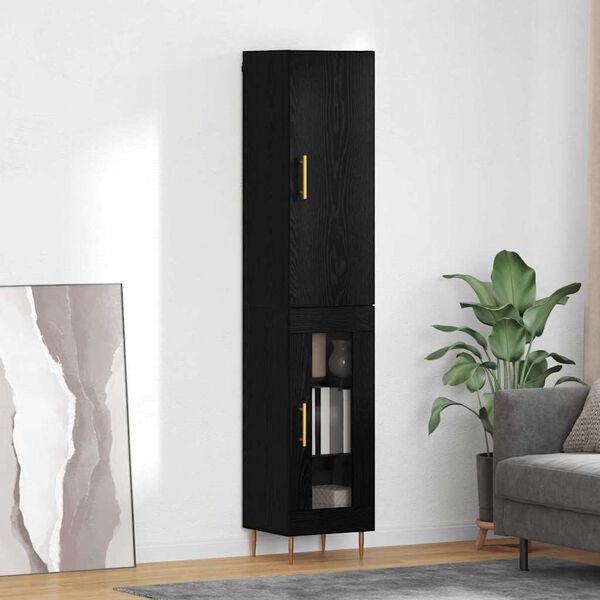 vidaXL Highboard 2 pcs Czarny Dąb Materiał drewnopochodny