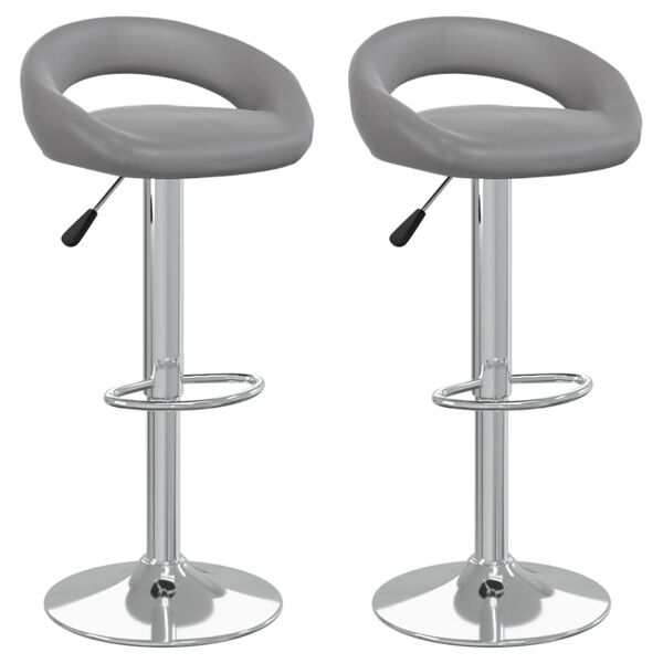 vidaXL Stołki barowe, 2 szt., szare, obite sztuczną sk&oacute;rą