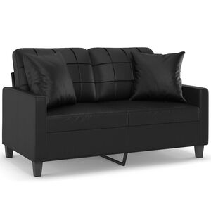 vidaXL 2-osobowa sofa z poduszkami, czarna, 120 cm, sztuczna sk&oacute;ra