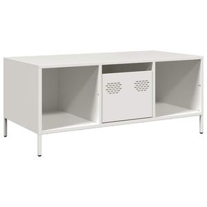 vidaXL Stolik kawowy, biały, 101,5x50x43,5 cm, stal walcowana na zimno