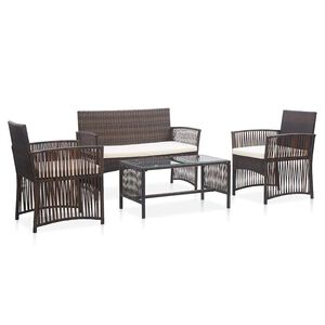 vidaXL 4-cz. zestaw wypoczynkowy do ogrodu, poduszki, rattan PE, brąz