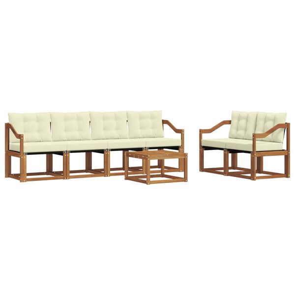 vidaXL Zestaw sof na zewnątrz z poduszką 7 pcs Naturalny i Kremowy