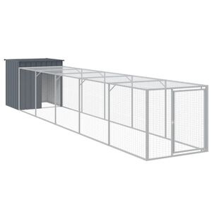 vidaXL Kurnik z wybiegiem, antracytowy, 110x609x110 cm, stal