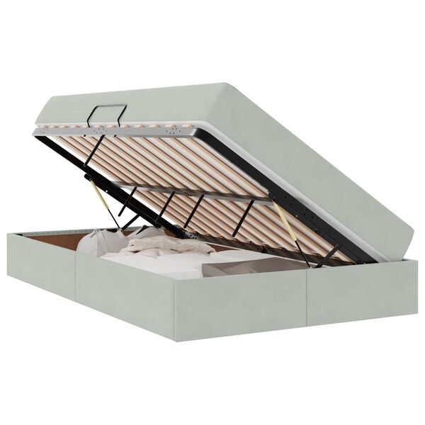 vidaXL Ł&oacute;żko z miejscem na przechowywanie i materacem Jasnoszary