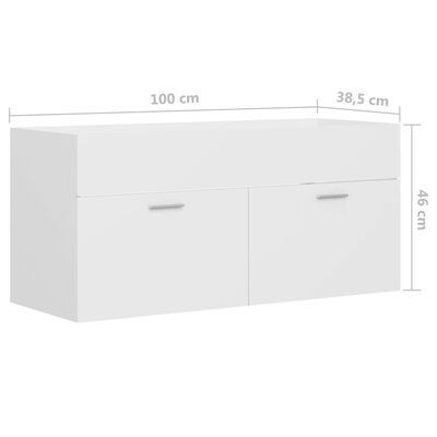 vidaXL Szafka pod umywalkę, biała, 100x38,5x46 cm, płyta wiórowa