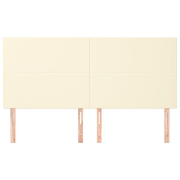 vidaXL Zagł&oacute;wek kremowy 200x5x118/128 cm sk&oacute;ra ekologiczna