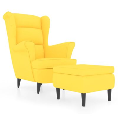 vidaXL Fotel uszak z podnóżkiem, żółty, tapicerowany aksamitem