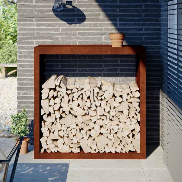 vidaXL Stojak na drewno opałowe 100x40x100 cm Stal kortenowska