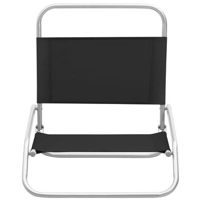 vidaXL Składane krzesła plażowe, 2 szt., czarne, obite tkaniną