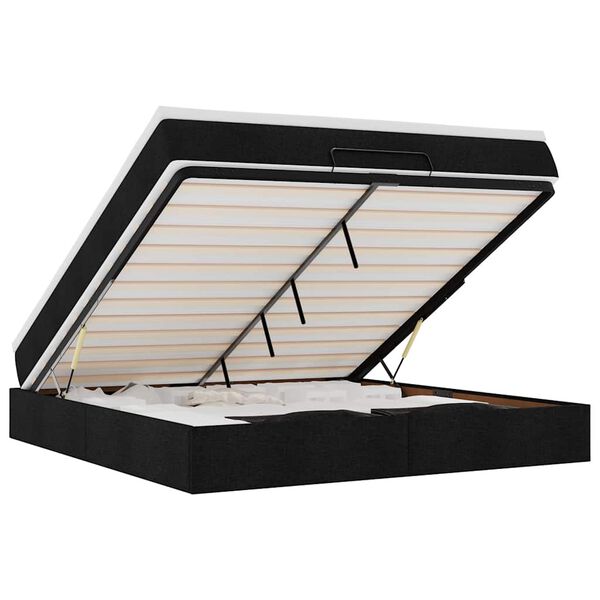 vidaXL Rama łóżka otomana z materacem, czarna, 160x200 cm, tkanina