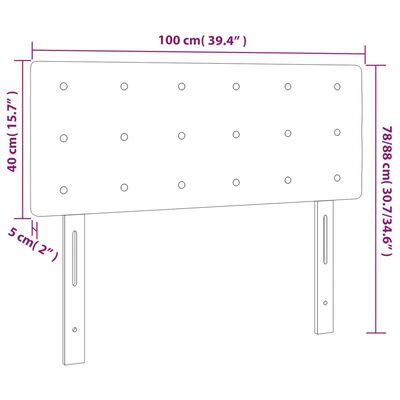 vidaXL Zagłówek do łóżka z LED, kremowy, 100x5x78/88 cm, tkanina