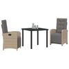 vidaXL Zestaw do jadalni w ogrodzie z poduszką 3 pcs Beżowy polirattan