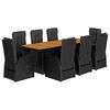 vidaXL 9-cz. zestaw mebli ogrodowych z poduszkami, czarny, rattan PE
