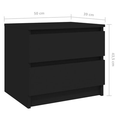 vidaXL Szafki nocne, 2 szt., czarne, 50x39x43,5 cm, płyta wiórowa