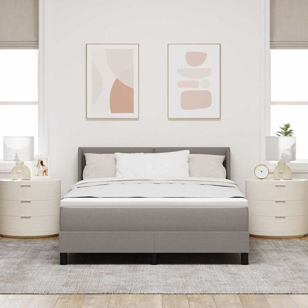 vidaXL Ł&oacute;żko sprężynowe z materacem Ciemnoszary 200 x 140 cm Poliester