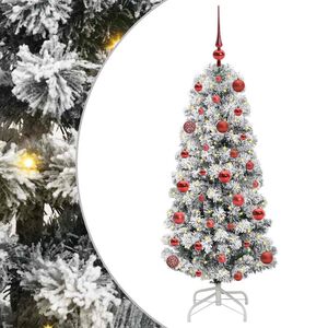 vidaXL Sztuczna choinka z zawiasami 150 LED Zielony i Biały 120 cm