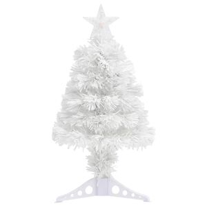 vidaXL Sztuczna choinka z lampkami, biała, 64 cm, wł&oacute;kno optyczne