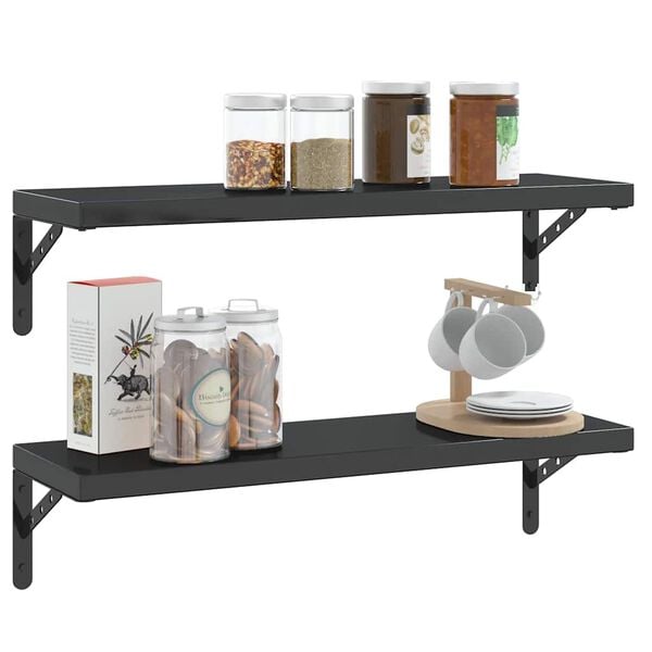 vidaXL Wsporniki do p&oacute;łek, 4 szt., 23,5x2,5x15,5 cm, czarna stal