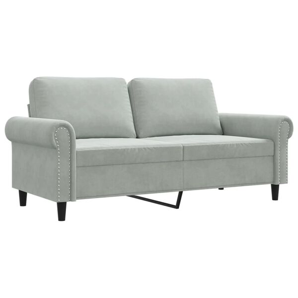 vidaXL Sofa 2-osobowa, jasnoszara, 140 cm, tapicerowana aksamitem