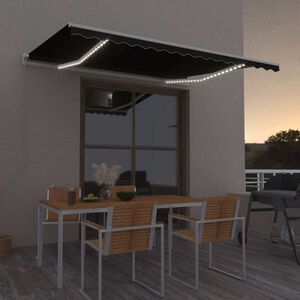 vidaXL Ręcznie zwijana markiza z LED, 450x350 cm, antracytowa