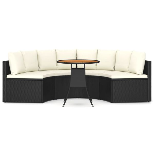 vidaXL 5-cz. zestaw wypoczynkowy do ogrodu, poduszki, czarny rattan PE