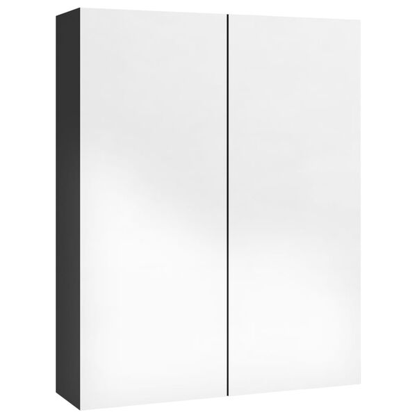 vidaXL Szafka łazienkowa z lustrem 60x15x75 cm, MDF, czerń z połyskiem