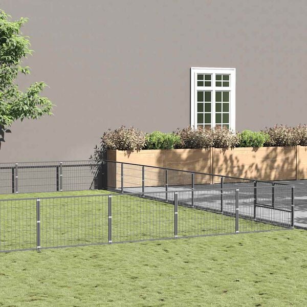 vidaXL Kojec dla psa, srebrny, 70 m&sup2;, stalowy