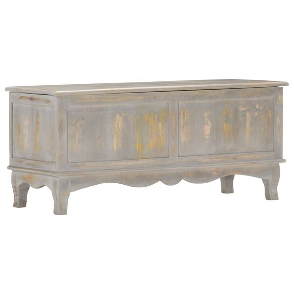 vidaXL Skrzynia, szara, 100 x 38 x 45 cm, lite drewno mango