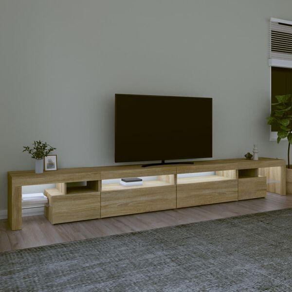 vidaXL Szafka pod TV z oświetleniem LED, dąb sonoma, 290x36,5x40 cm