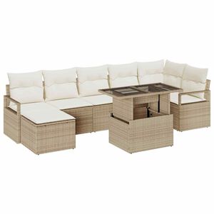 vidaXL Zestaw Sof na Ogr&oacute;d z poduszką 8 pcs beżowo-kremowy