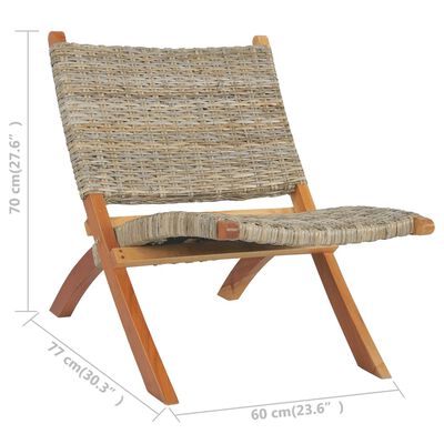 vidaXL Krzesło, naturalny rattan kubu i lite drewno mahoniowe