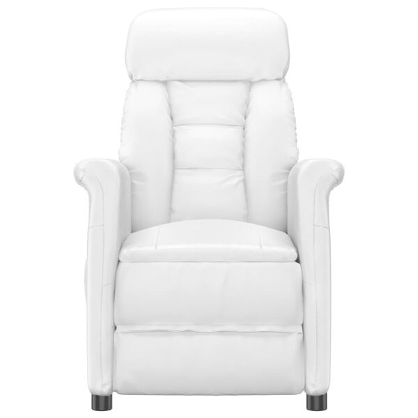 vidaXL Fotel rozkładany, biały, tapicerowany sztuczną sk&oacute;rą