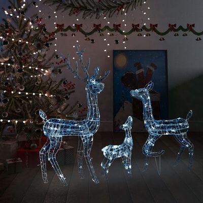 vidaXL Świąteczne renifery, akrylowe, 300 zimnych białych diod LED