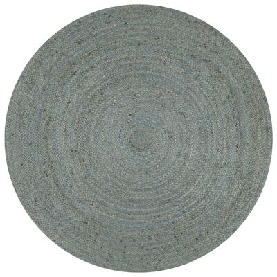 vidaXL Ręcznie wykonany dywan z juty, okrągły, 120 cm, oliwkowozielony