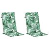 vidaXL Poduszki na krzesła ogrodowe, 2 szt., wz&oacute;r w liście, tkanina