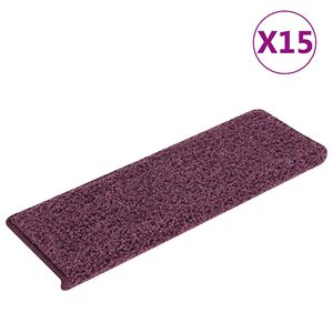 vidaXL Maty na schody 15 szt. 65x21x4 cm Ciemnofioletowe, prostokątne krawędzie