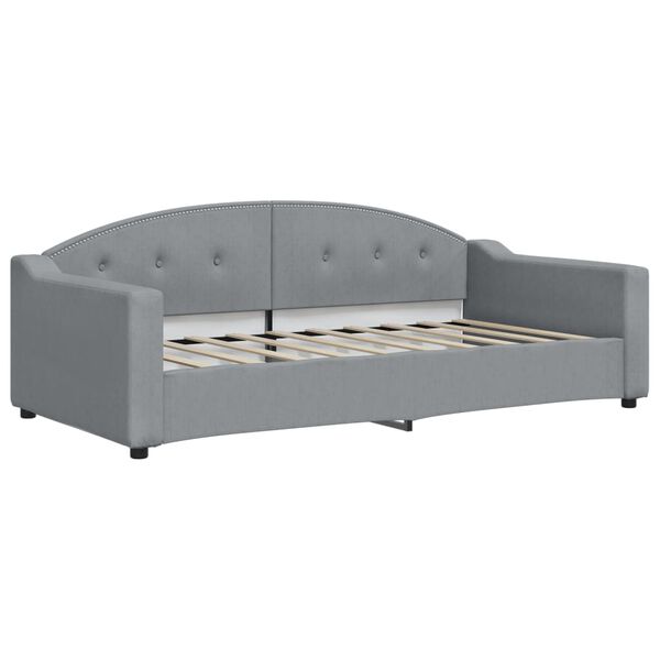 vidaXL Sofa rozsuwana z materacami, jasnoszara, 90x190 cm, tkanina