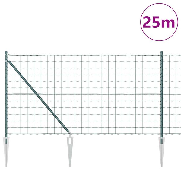 vidaXL Ogrodzenie z słupkiem Zielony 1 x 25 m Stal