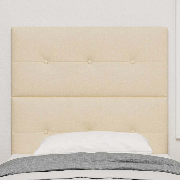vidaXL Wezgłowie LED z paskami LED Z zagł&oacute;wkiem Kremowy 90 cm tkanina