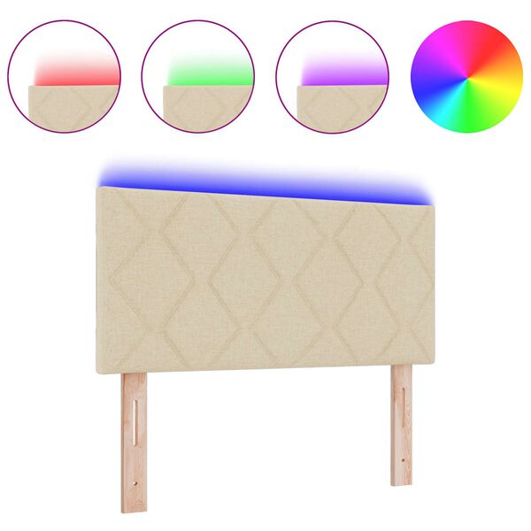 vidaXL Zagł&oacute;wek Ze LED Lights Z zagł&oacute;wkiem Kremowy 100 cm tkanina