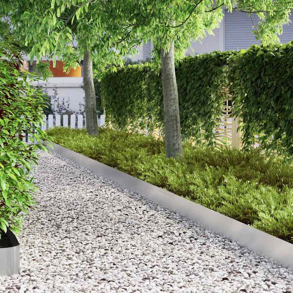 vidaXL Krawężnik do trawnika Srebrny 450 x 0.05 x 15 cm