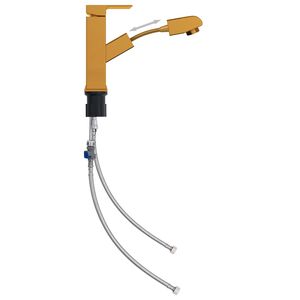 vidaXL Bateria umywalkowa z wyciąganą wylewką, złota, 157x172 mm