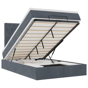 vidaXL Rama ł&oacute;żka otomana z materacami, szara, 120x190 cm, aksamit