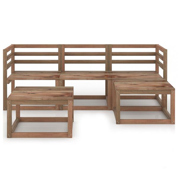 vidaXL 5-cz. zestaw wypoczynkowy do ogrodu, brązowe drewno sosnowe