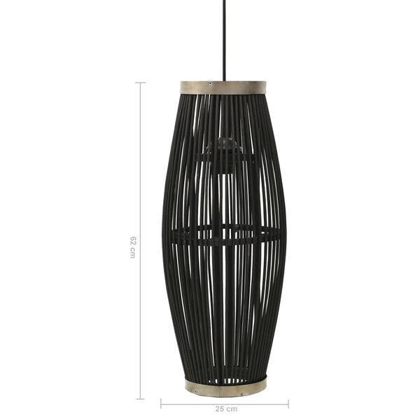 vidaXL Lampa wisząca, czarna, wiklinowa, 40 W, 25x62 cm, owalna, E27