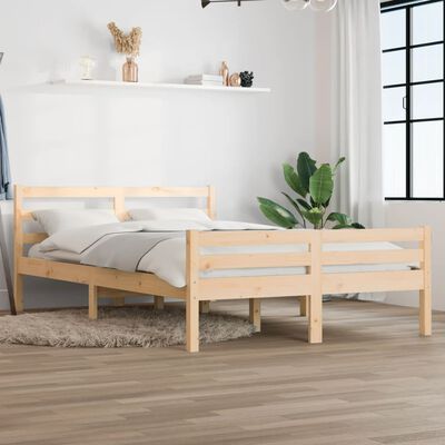 vidaXL Rama łóżka, lite drewno, 140 x 200 cm