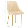 vidaXL Krzesła stołowe, 2 szt., kremowe, obite aksamitem